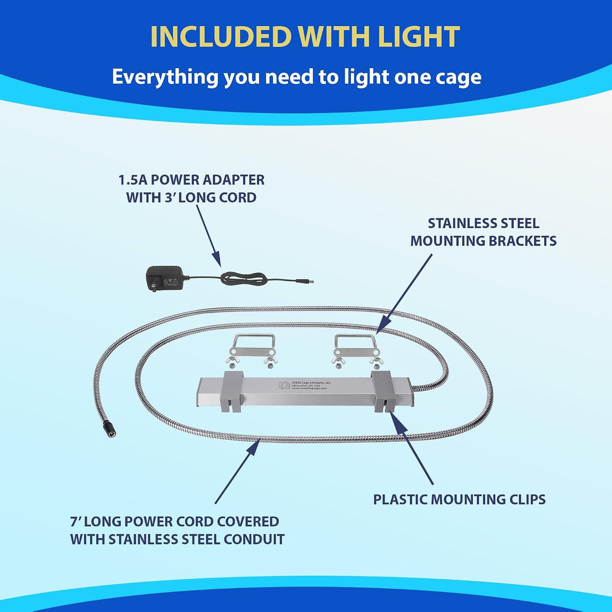 HappyBird Lighting Bird Cage Light with Chew Guard - Hookbill Light / 10" - image 2