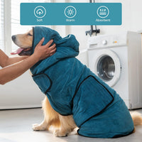 Avont Dog Bathrobe – Super Absorbent Quick-Dry Microfiber Hooded Robe – Essentials for Dogs - Blue / XX-Large - image 2
