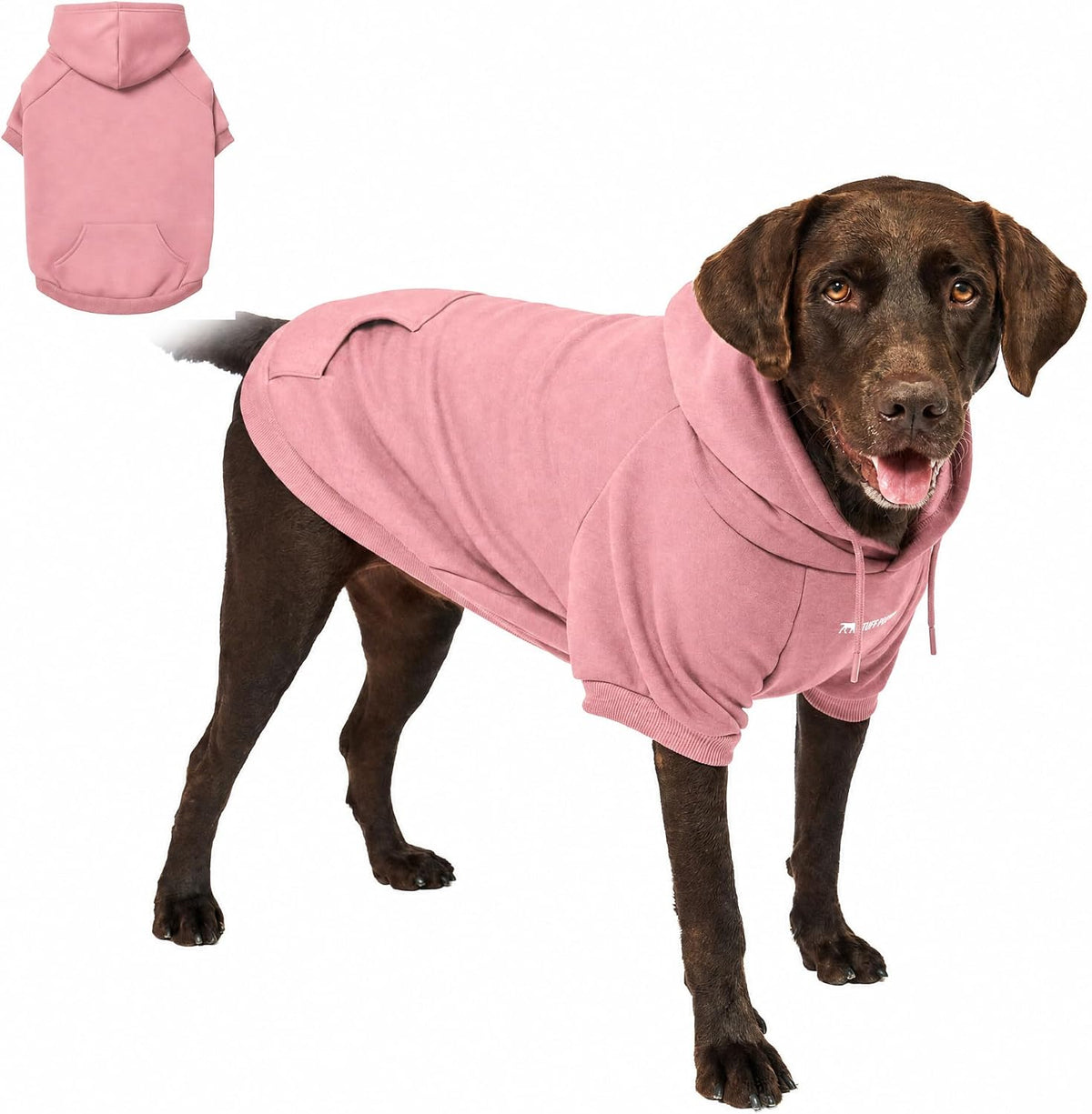 Tuff Pupper Dog Hoodie, Premium Quality Insulated Fabric - Dusty Pink / X-Large (60-80 lbs)