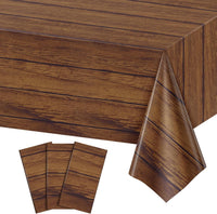 NatNarr 3 Pack Wood Grain Plastic Tablecloths - Wood Grain
