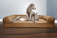 Furhaven Orthopedic Dog Bed for Large Dogs w/ Removable Bolsters & Washable Cover, For Dogs Up to 95 lbs - Quilted Sofa - Toasted Brown, Jumbo/XL