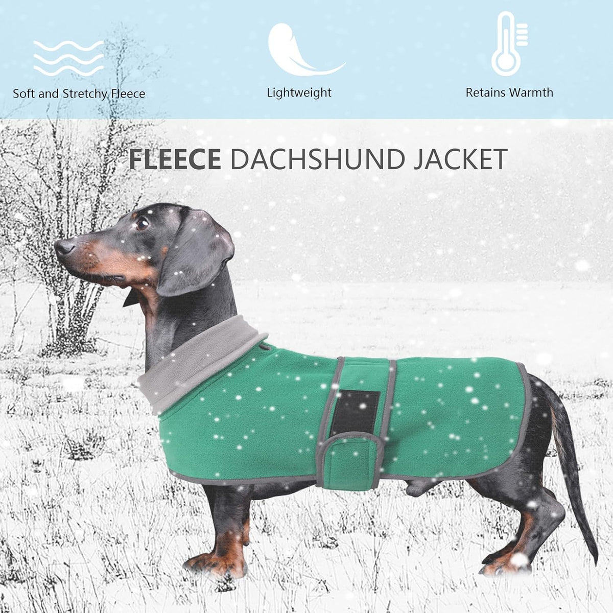 Dachshund Sweaters, Dachshund Coat Perfect Dog Winter Coat with Padded Fleece Lining - Large / Green - image 2