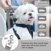 2 Pack Dog Seat Belt for Car, Headrest Restraint Safety Leads – Essentials for Dogs - Grey / Elastic - image 4