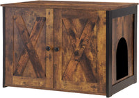 Cat Litter Box Enclosure, Hidden Litter Box Furniture - Rustic Brown