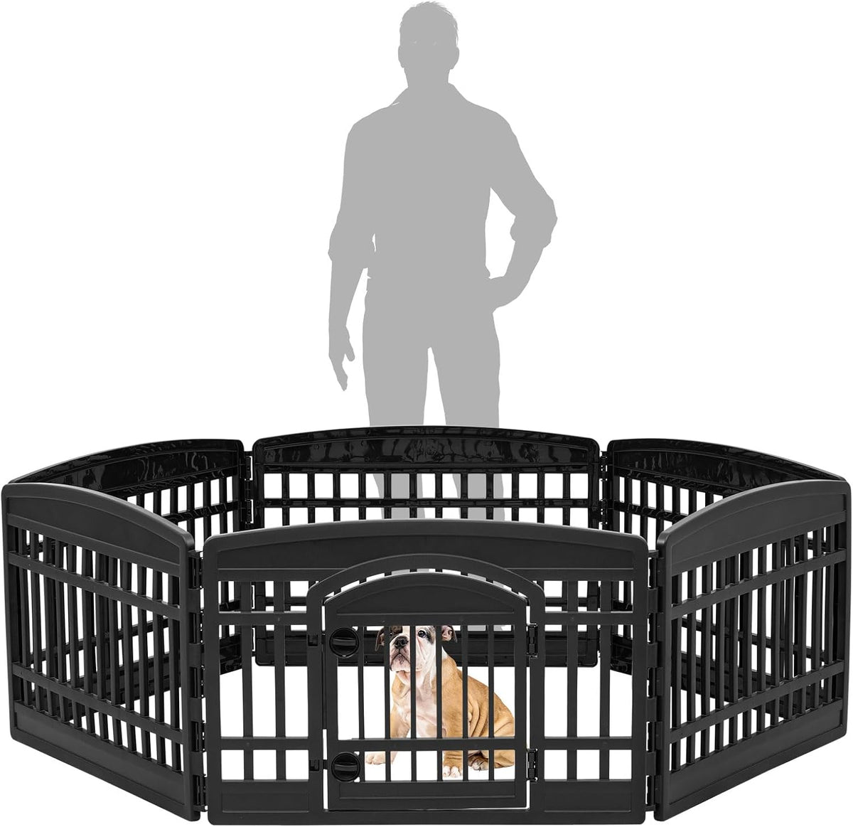 IRIS USA 4-Panel Dog Playpen, Pet Enclosure - 8 Panel - 24" H / Black - image 4