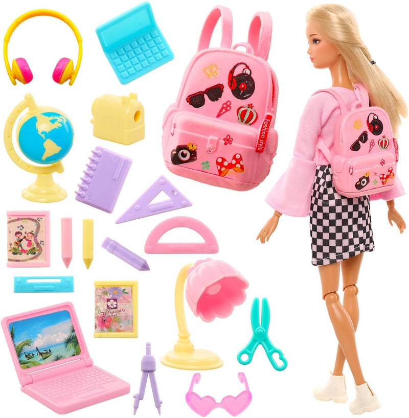 19 Pcs Girl Doll School Accessories for 11.5 Inch Doll School Playset – Fun for Kids & Family
