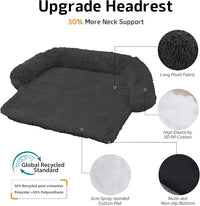 Calming Dog Bed Fluffy Plush Dog Mat for Furniture Protector with Removable Washable Cover for Large Medium Small Dogs and Cats (Small(35x31x5), Dark Grey)