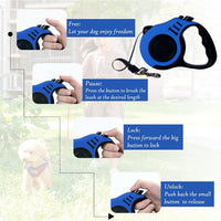 Retractable Dog Leash, 10 FT Dog Leash for Small Medium Dogs up to 22lbs, Pet Tape with Anti Slip - 16ft (for Dogs Up to 33lbs) / Blue - image 4