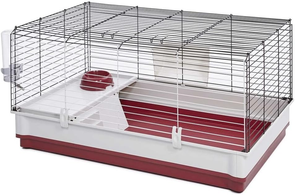 Midwest Homes for Pets Deluxe Rabbit & Guinea Pig Cage - Maroon/White / Standard Rabbit Cage