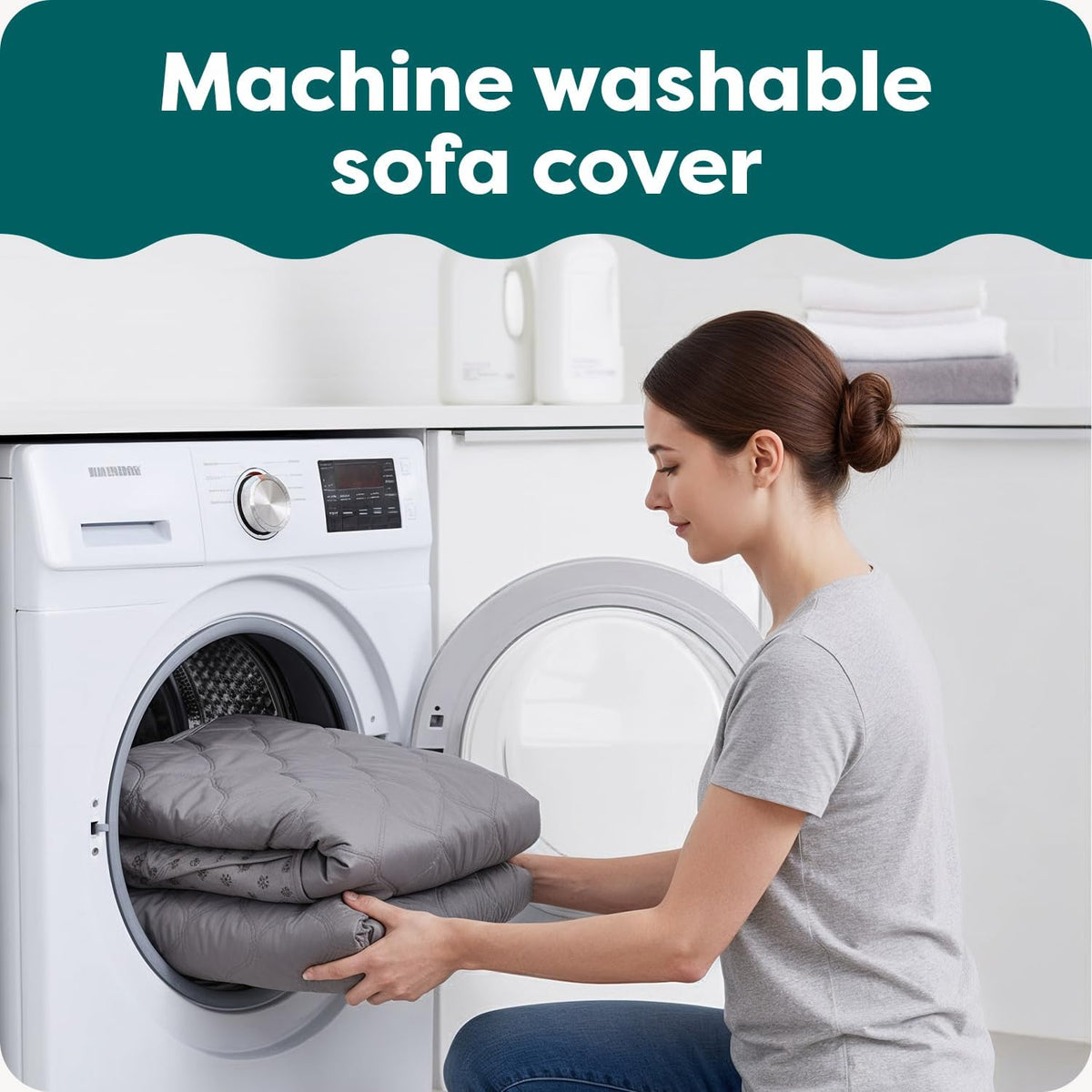 Furhaven Water-Resistant & Reversible Chair Cover Protector for Dogs - Large Sofa / Gray/Mist - image 4