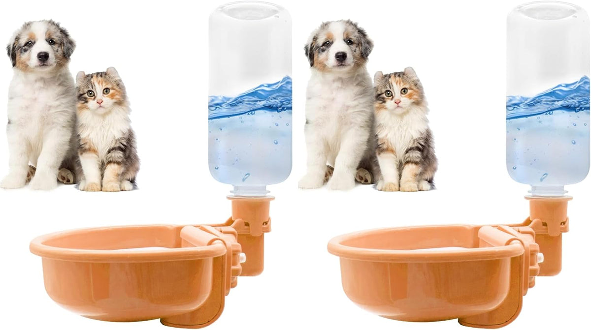 VANNON Gravity Pet Water Bowl, Grey - 16oz (Pack of 2) / C-Orange