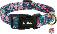 Medium Dog Collars for Male Dogs - Dark Night Purple Floral / S