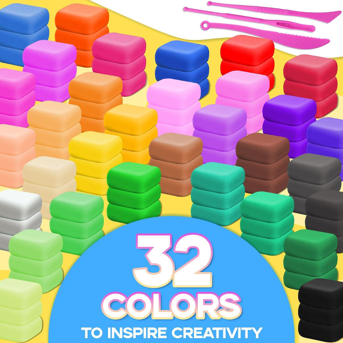 MuseLuxe Air Dry Clay - 32 Colors Modeling Clay Kit with 3 Sculpting Tools – Fun for Kids & Family - 96 Colors - image 2