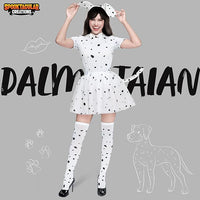 Spooktacular Creations 6 Pcs Halloween Women Dalmatian Dog Costume Set, Dalmatian Puppy Costume for Adult Women