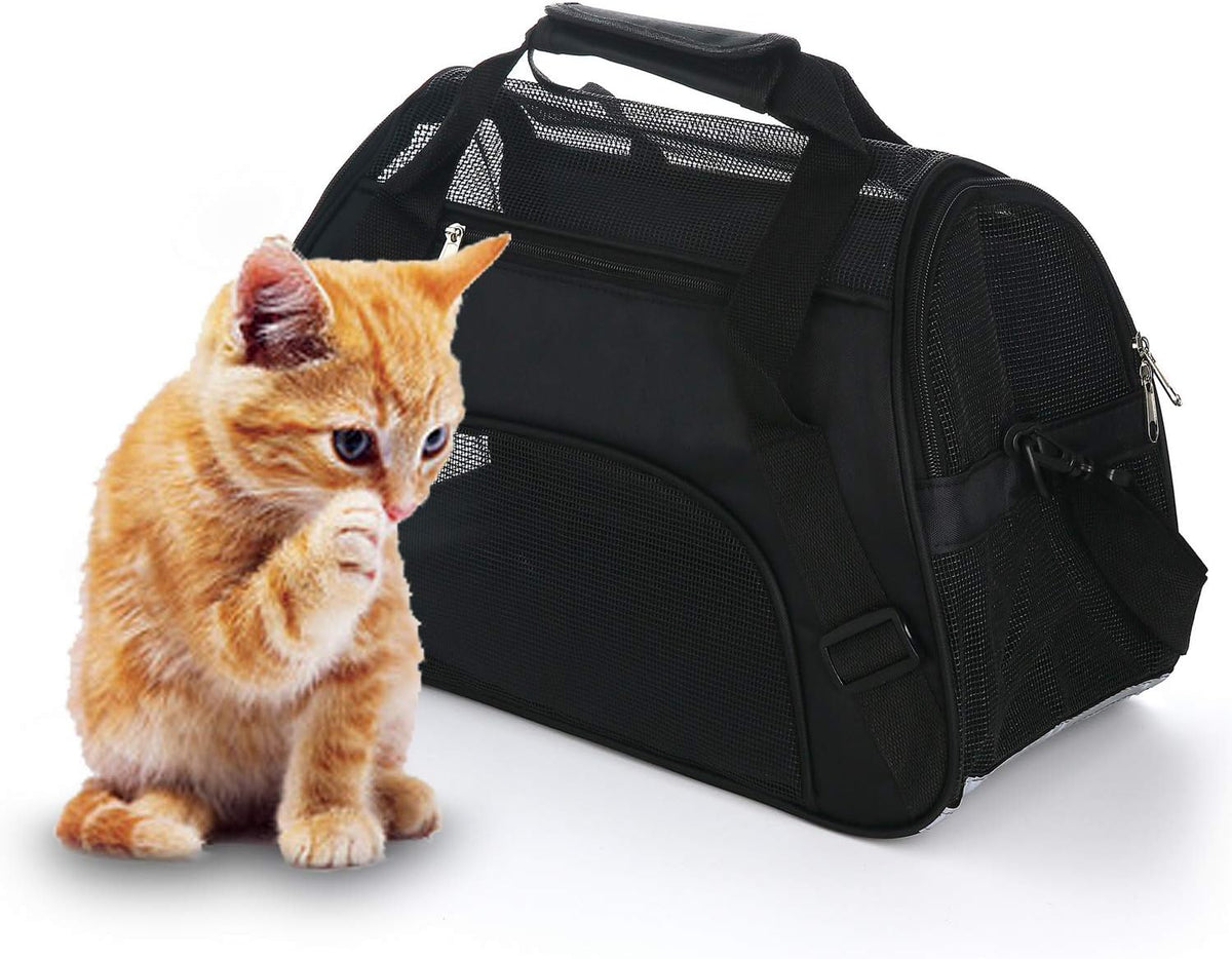 MuchL Cat Carrier for Cats Soft-Sided Travel Pat Carrier for Cat - Medium-Black