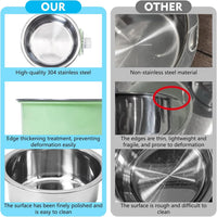 2PCS Stainless Steel Dog Bowls Set Removable Puppy Food and Water - 6 PCS / Size: L (2×Blue, 2×Green, 2×Pink) - image 3