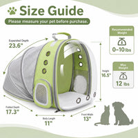 Expandable Cat Carrier Backpack with Bubble Window - LightGreen - image 2