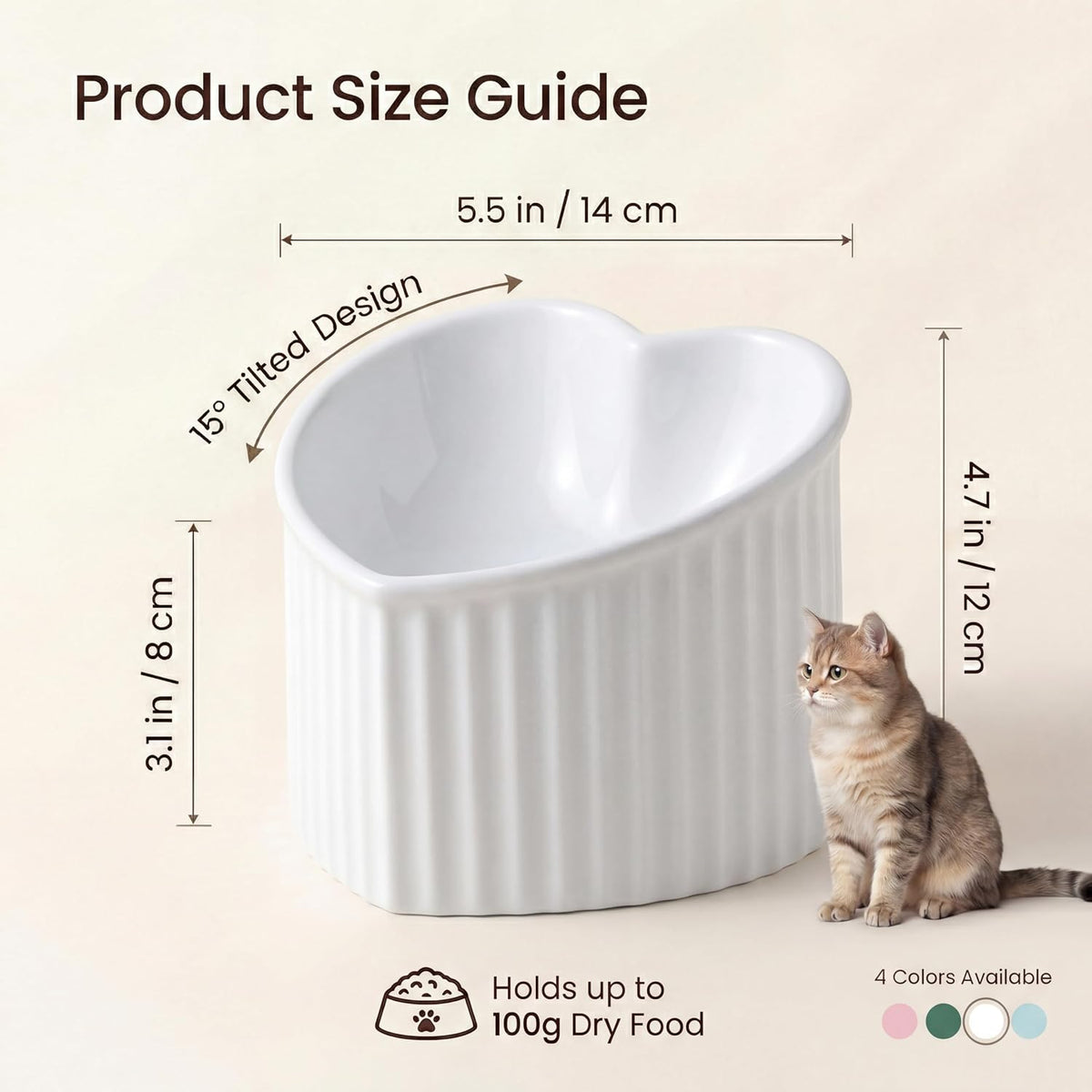 Pink Ceramic Raised Cat Bowls - White - image 2