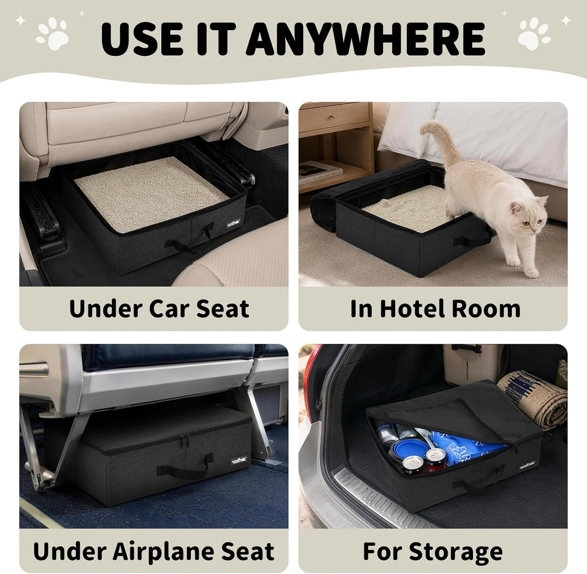 apollo walker Portable Cat Litter Box With Waterproof bag and Lid - Black / Small - image 4