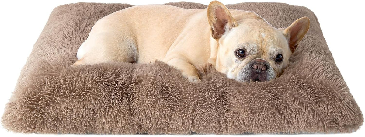 EHEYCIGA Fluffy Dog Crate Bed, Plush Extra Large Dog Pillow - Camel / 29.5 x 20