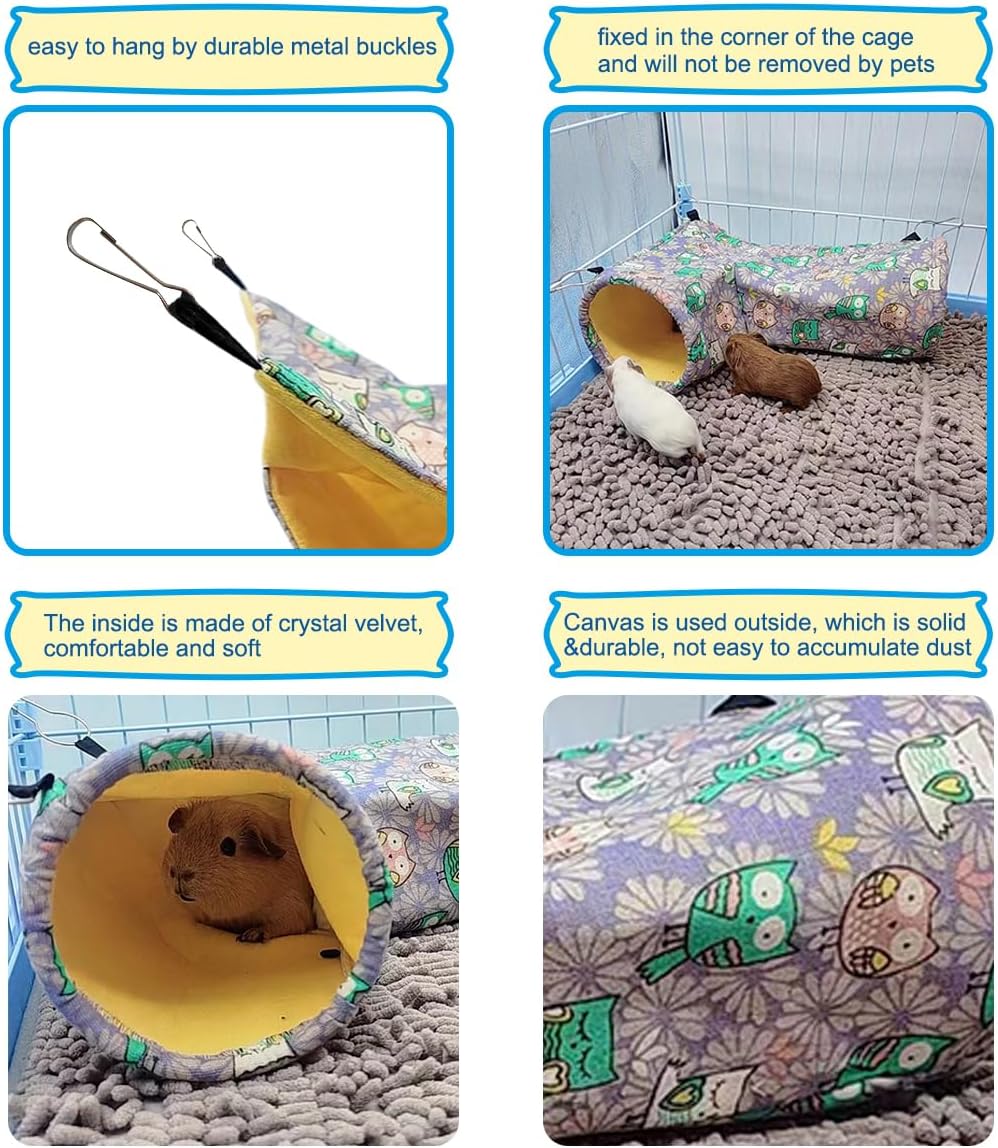 EAEDMY Guinea Pig Rat Ferret Hammock - 6.Hammock&Tunnel-Owl - image 3