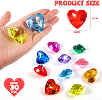 Niceup acrylic heart gems, 30 chunky 3D heart-shaped diamond gemstones for kids - view 12