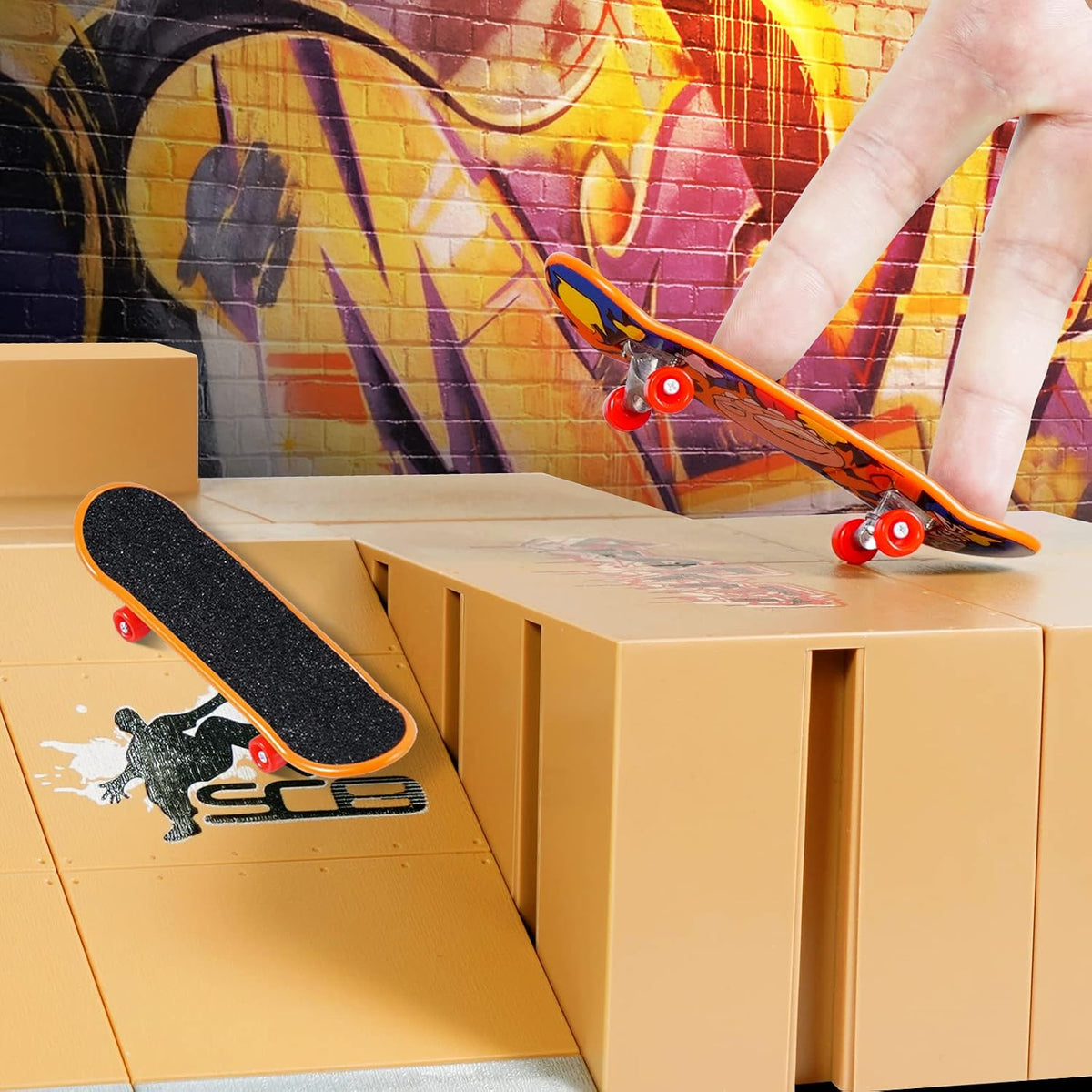 Fingerboard Skate Park Kit with 3 Finger Skateboards & 8 Skatepark - image 2