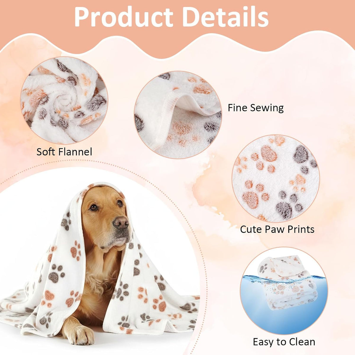 41" x 30" Dog Blankets for Medium Dogs, Cat - 41" x 30" / White / 1 - image 3
