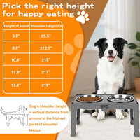 Elevated Bowls, 4 Height Adjustable Raised Stand With 2 Thick 50oz Stainless Steel Food Bowls - Grey / 7.1" for Medium Dogs - image 4