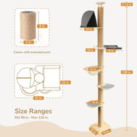 FUKUMARU Floor to Ceiling Cat Tree, 6 Level - Grey - image 3