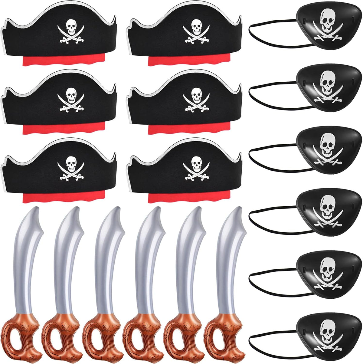 ZeeDix 9 Pcs Pirate Accessories for Kids - Black