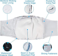 CuteBone Belly Band for Dogs Male Reusable Diapers Washable Wrap DM35XS