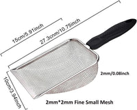 Cat Litter Scoop, Stainless Steel Cats Sturdy Mesh Scooper Kitty Metal Scooper Long Handle Scooper - 2mm fine meash cat litter scoop - image 2