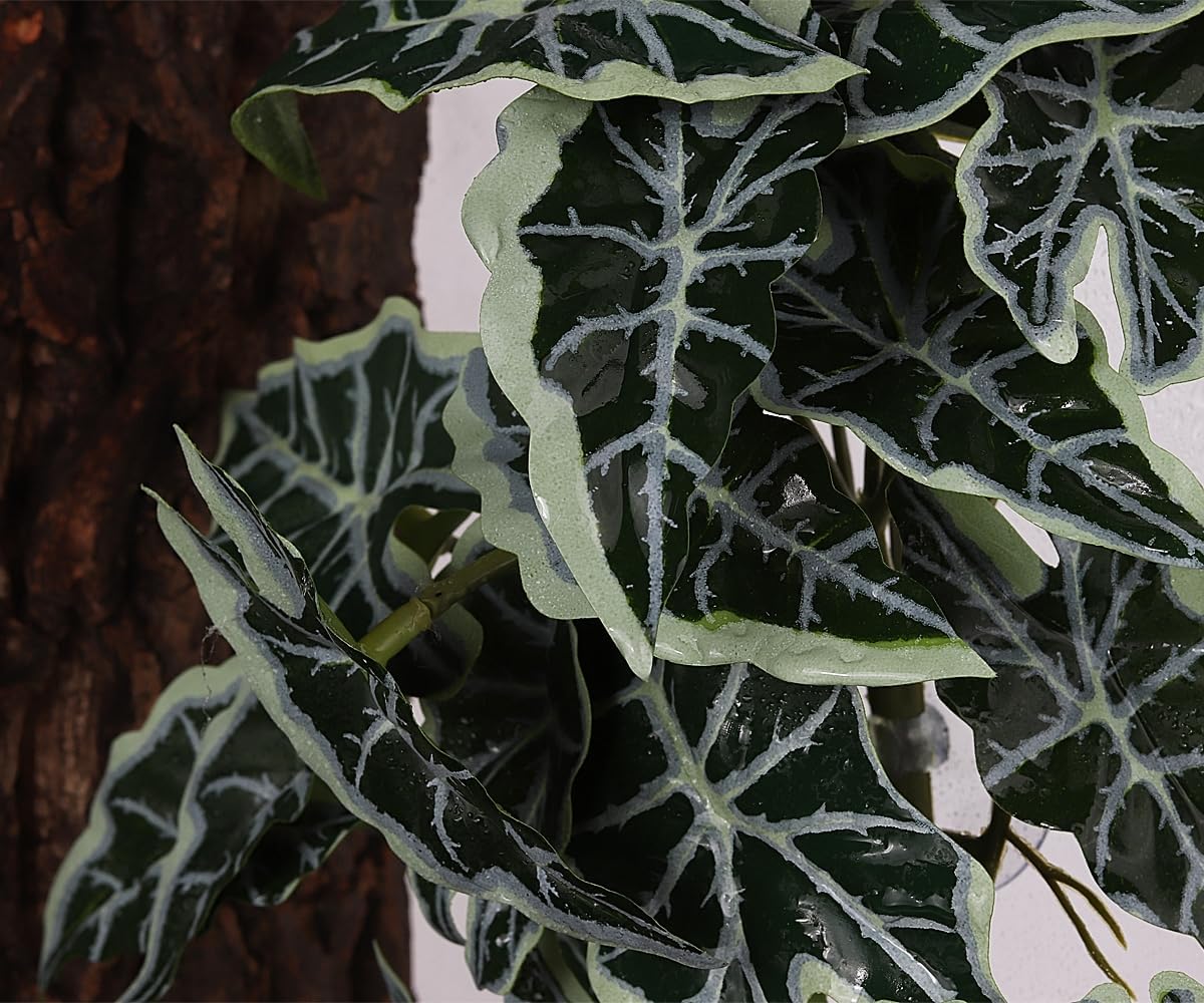 Fake Calathea Orbifolia, Reptile Terrarium Suction Plants – Essentials for Fish - Fake Alocasia Black Velvet - image 4