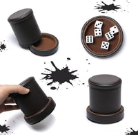 Leatherette Dice Cup with Lid Includes 6 Dices - Chocolate - image 3