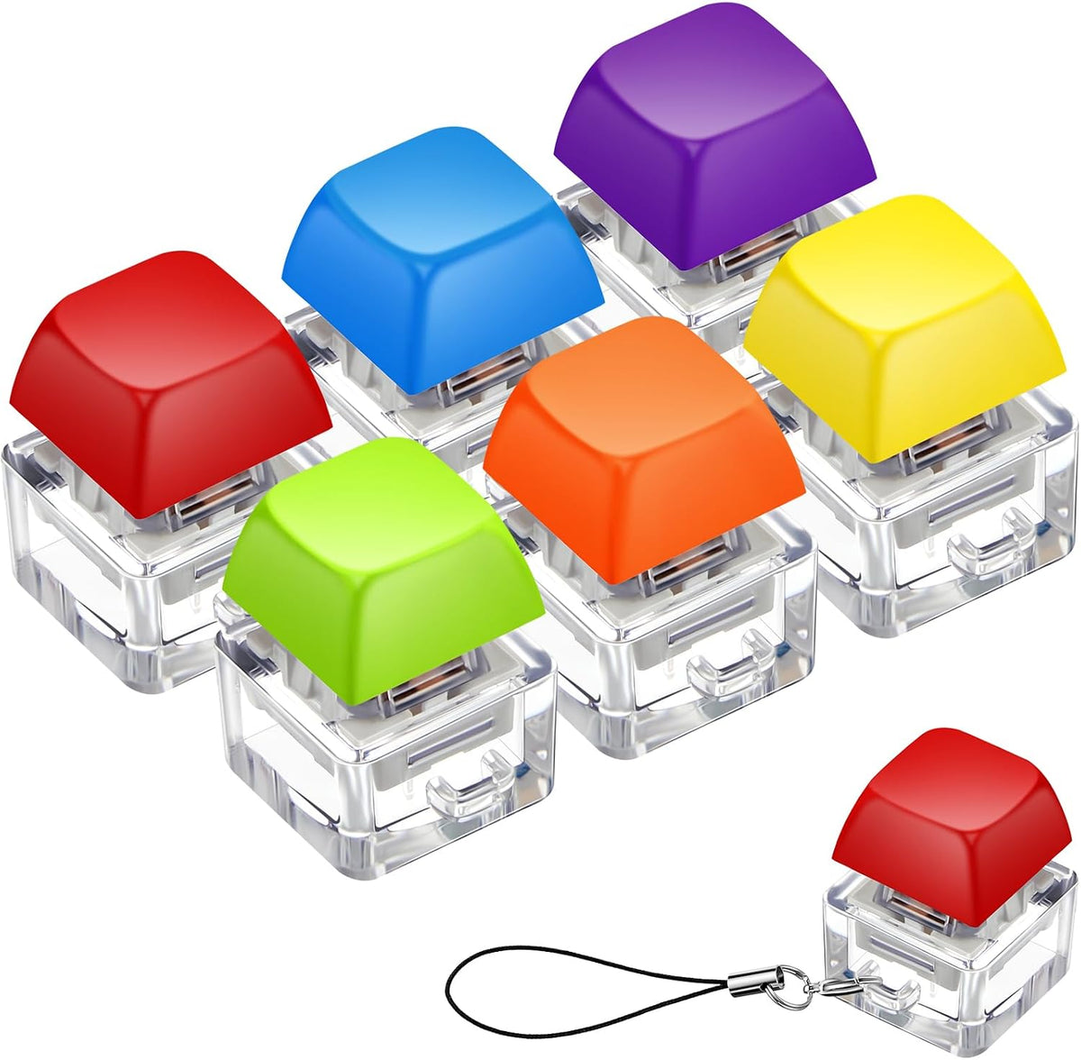 6 Pcs Keyboard Fidget Toy Keyboard Fidget Keychain - Rainbow / Classic / 6