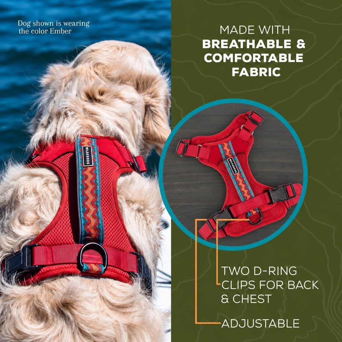 Wilderdog Lightweight Dog Harness with Reflective Straps - Ember / Medium - image 4
