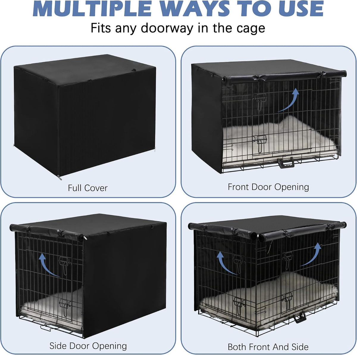 Akinerri Dog Crate Cover, Double Door Waterproof Kennel Cover - 24.0"L x 18.0"W x 19.3"H / Black - image 4