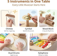 Promise Babe wooden drum set for toddlers with xylophone, cymbals and wind chime - view 2