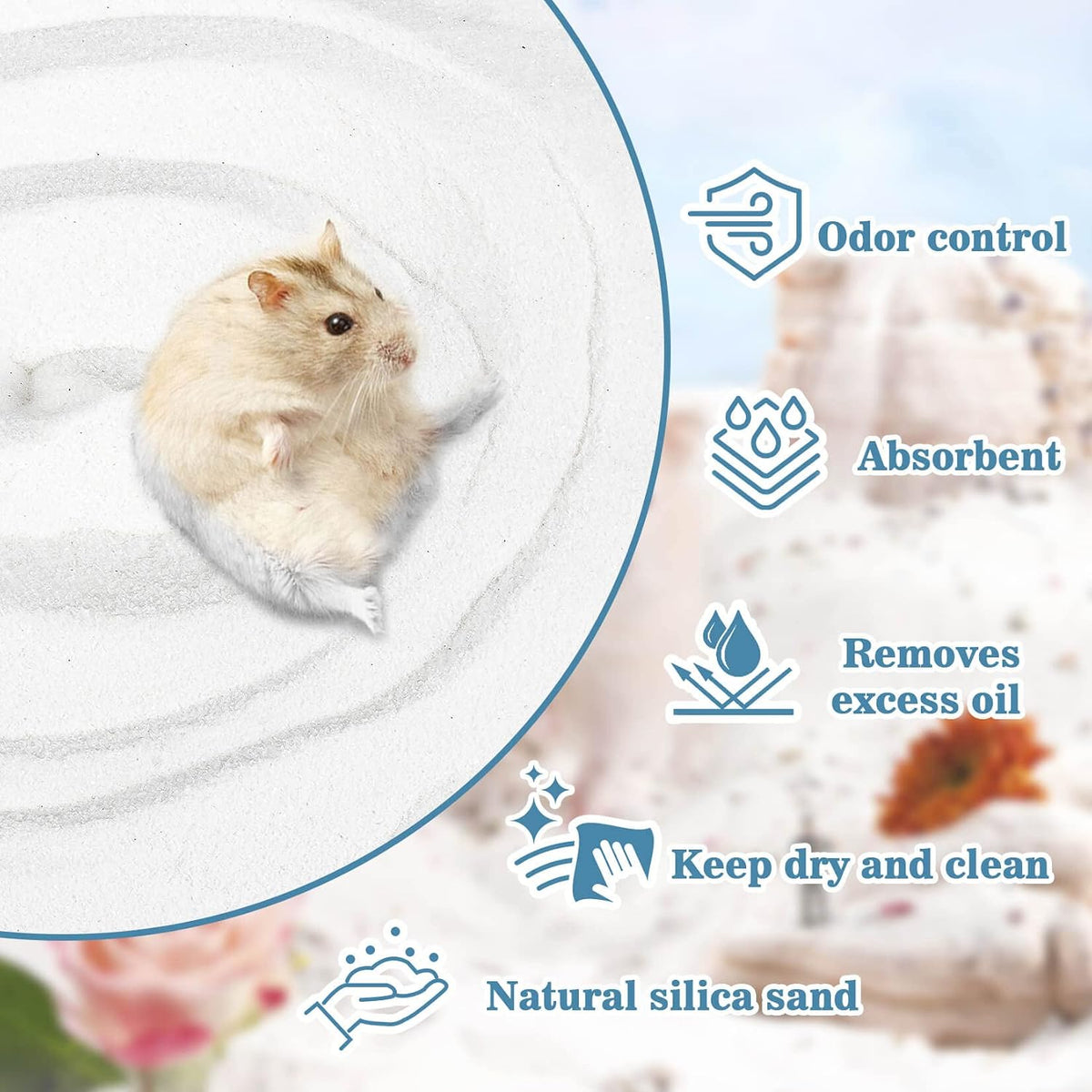 Sukh Hamster Sand Bath, White Fine Silica Sand - 47 OZ - image 3
