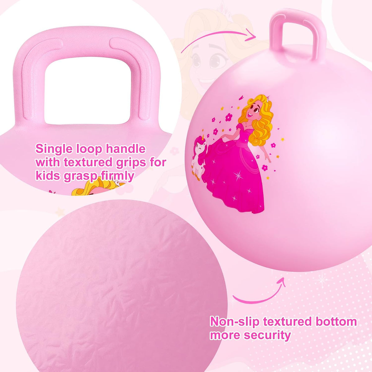 ZOOJOY Hopper Ball, Hopping Toys for Kids - Age:3-8(18''/45cm) / Pink Princess - image 3