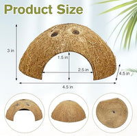 Hamiledyi 7 Pcs Reptile Hideouts Natural Coconut Shells Hut Leopard Gecko Tank Accessories for Hermit Crab Small Snake Tarantulas Lizard Chameleon Small Animal Hide Cave (with Fiber)