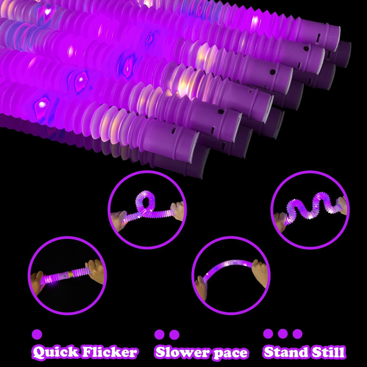 Kannove purple light up glow stick pop tubes, 12 pack - view 19