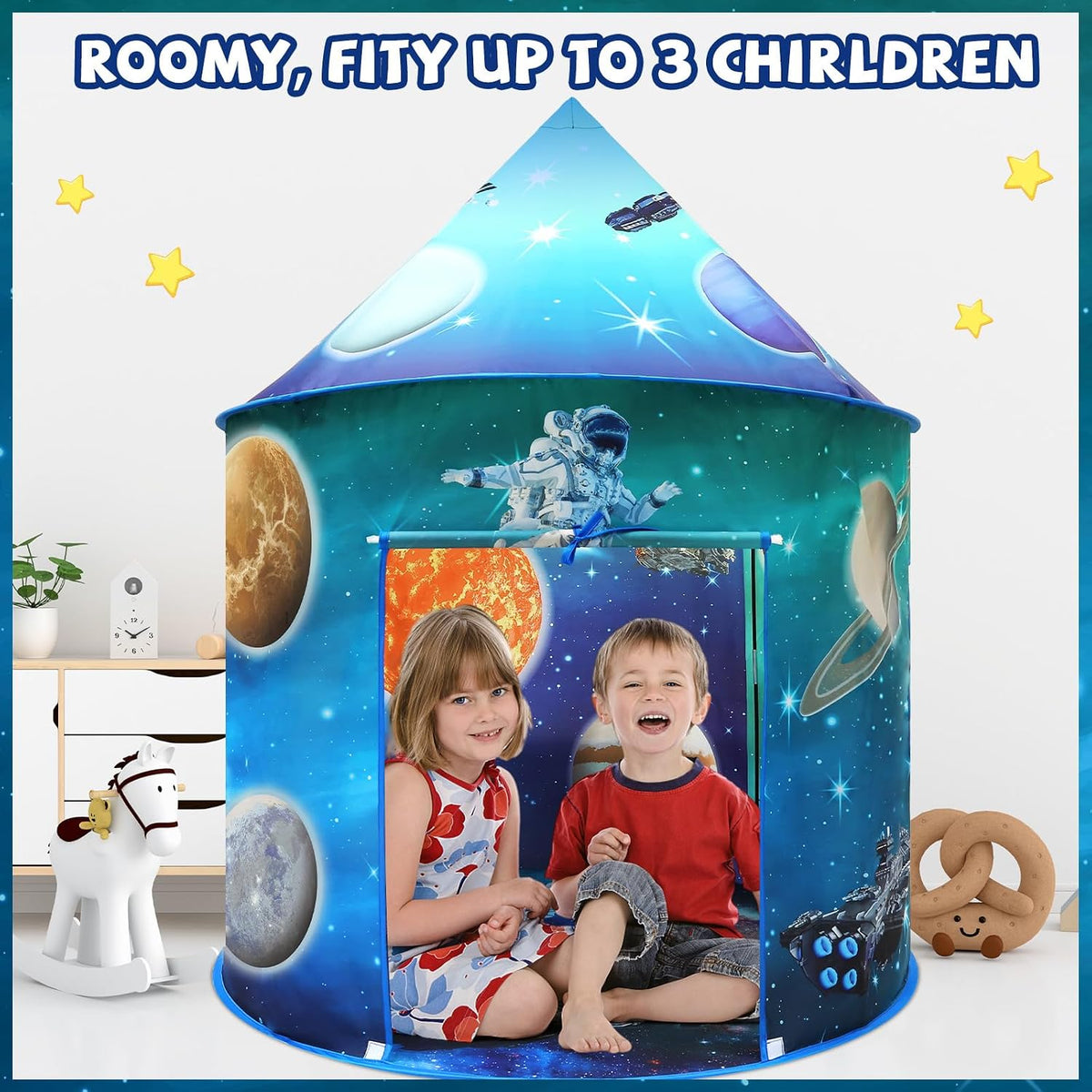 KAIVEE ocean kids play tent with mermaid, whales and sea turtles print - view 8