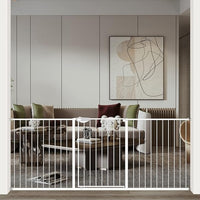 WAOWAO Triple Lock Baby Gate Extra Wide 86.22-90.55" Pressure Mounted Walk Through Swing Auto Close Safety White Metal Dog Pet Puppy Cat for Stairs,Doorways,Kitchen 86.22-90.94"/219-231cm