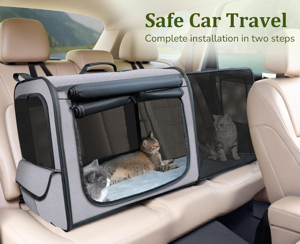 Dog Car Carrier Light Weight 24×17.7×20.5in - Gray(Expandable) / 24.0"L x 17.7"W x 20.5"H - image 4
