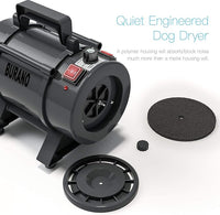Burano Dog Dryer, High Velocity Pet Hair Dryer, 4.3HP Stepless Adjustable Speed Dog Hair Force Dryer, Powerful Pet Blower with Heater
