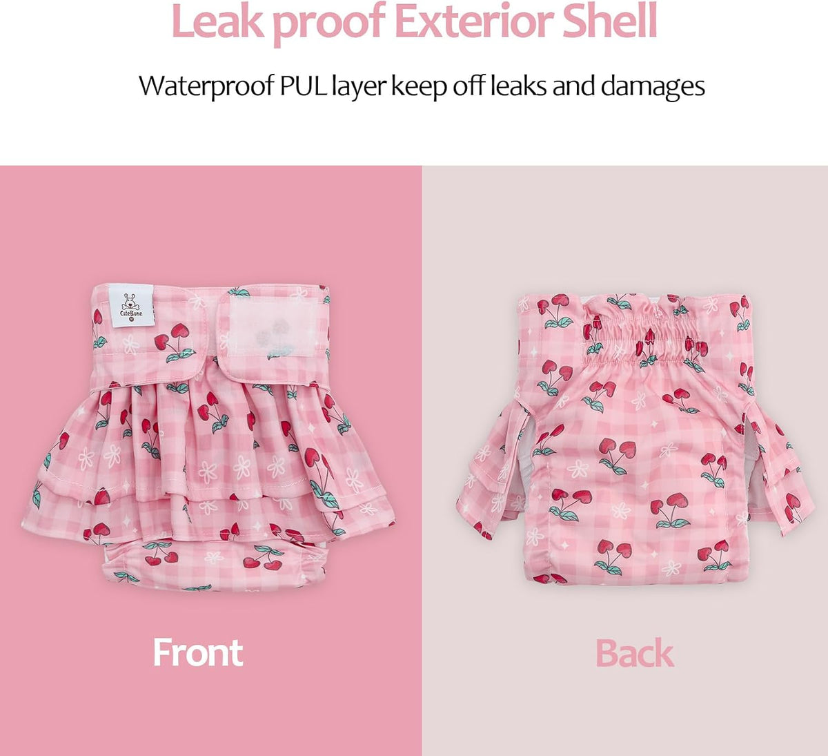 CuteBone Female Dog Diapers with Skirts 3 Pack Reusable Puppy Dresses - Cherry&rainbow&dessert skirts / S - image 4