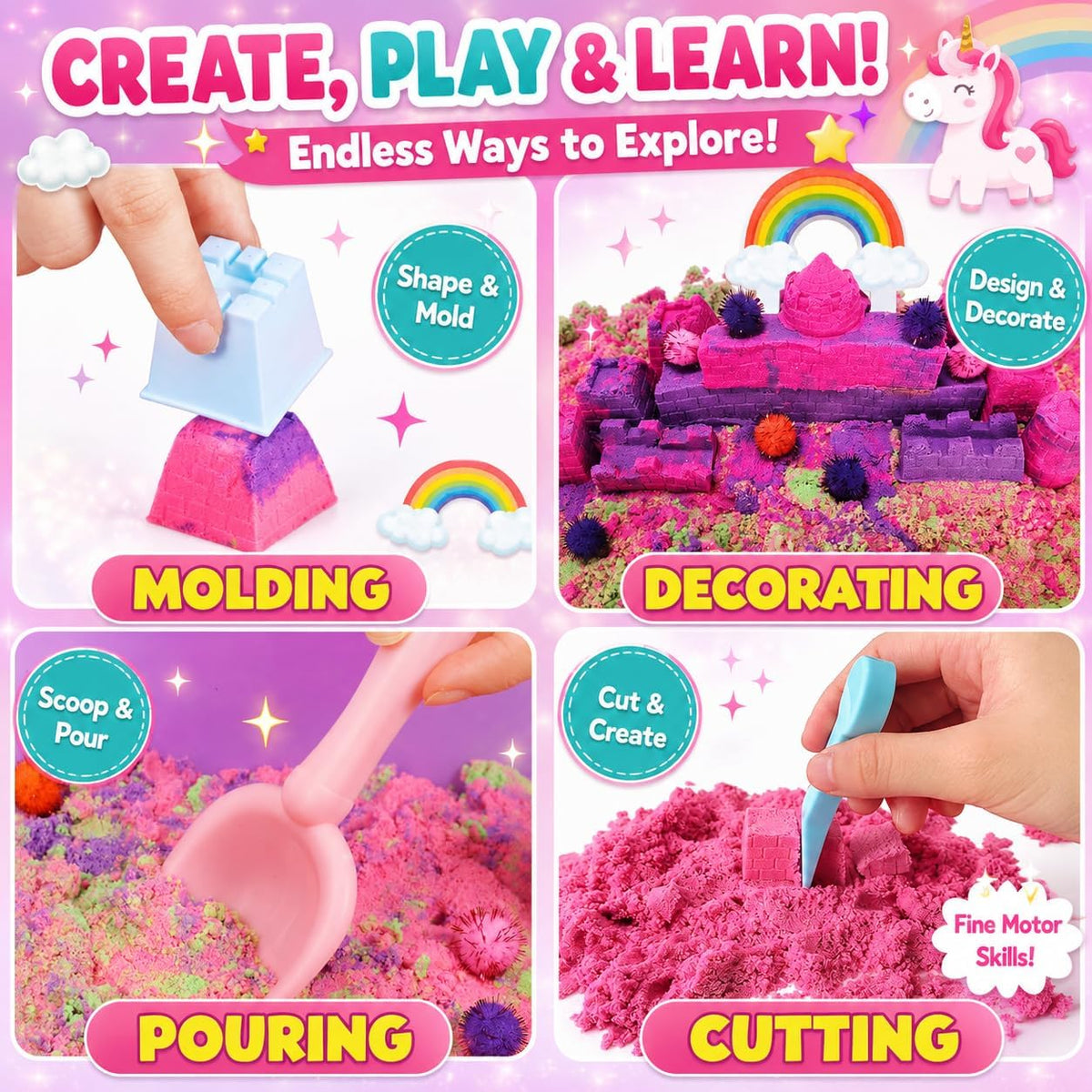 AGENTLAN Ocean Sensory Bin with Sensory Sand - UNICORN - image 3