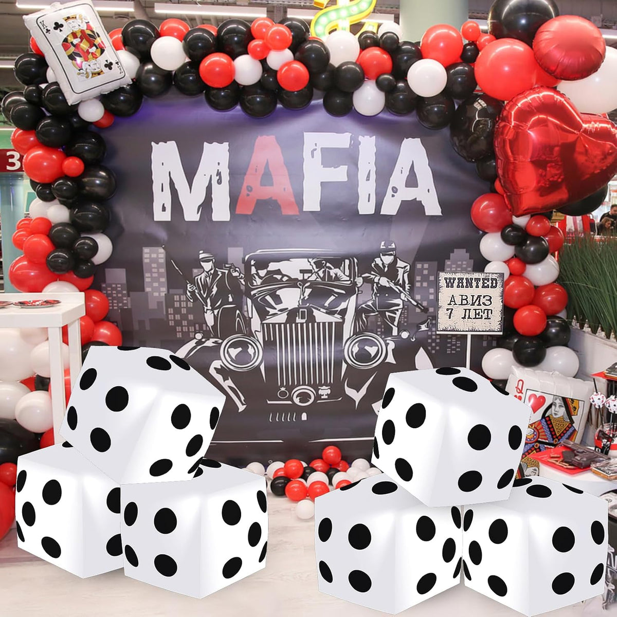Mototo 4 pack jumbo inflatable dice in red, white, black and blue - view 23